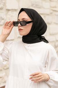 Black Wool Printed Scarf