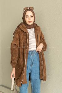 Brown-1 Shirt Collar Long Arm Coat