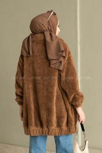 Brown-1 Shirt Collar Long Arm Coat
