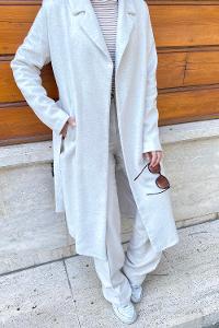 Ecru Balloon Sleeve Arm Buckle Linen Trench Coat
