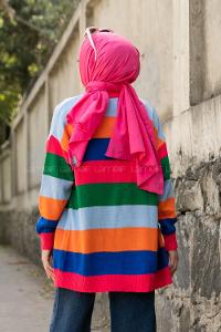 Modalamelif Gökkuşağı Desenli Hırka