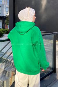 Green Hood Neck Long Arm Unprinted Sweatshirt