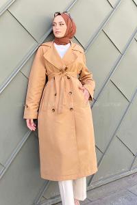 Modalamelif Natural Trençkot Renk Sütlü Kahve