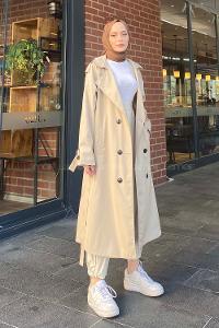 Stone Reglan Sleeveless Arm Without Accessories Poplin Fabric Trench Coat