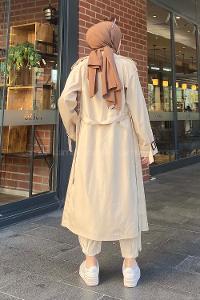Stone Reglan Sleeveless Arm Without Accessories Poplin Fabric Trench Coat