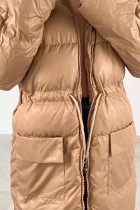 Modalamelif Bel Tünelli Şişme Mont Soft Kahve