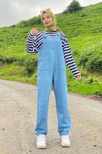 Modalamelif Cep Detaylı Denim Slopet Açık Mavi