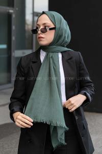 Cagla Green-1 Cotton Fabric Straight Shawl