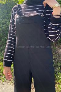 Modalamelif Bahçıvan Askılı Kot Slopet Tulum Siyah