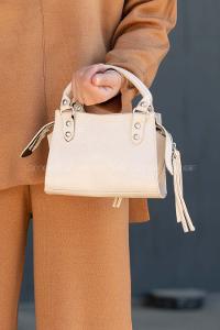 Lamelif Çapraz Askılı Deri Cool Çanta Krem