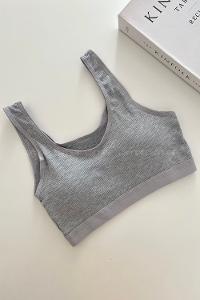 Gray Cotton Without Underwire Unsupport Bralet