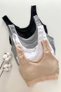 Gray Cotton Without Underwire Unsupport Bralet