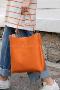 Lamelif  Mıknatıslı Fermuar Bölmeli Omuz Çantası Turuncu