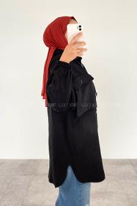 Lamelif Körük Cepli Yüksek Kalite Kaşe Ceket Siyah