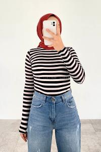 Black Mock Turtle Neck Long Arm Cotton Body