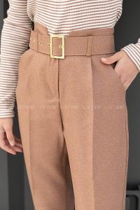 Soft Brown Cotton Fabric High Waist Comfortable Pants