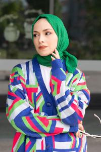 Green Crepe Fabric Straight Scarf