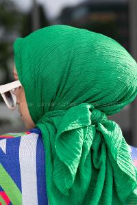 Green Crepe Fabric Straight Scarf