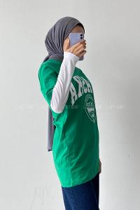 Green Crew Neck Short Arm Cotton Printed T-shirt