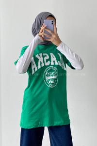 Green Crew Neck Short Arm Cotton Printed T-shirt
