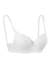 Lamelif Ebru Destekli Slikonlu Kulaklı Yarı Dantel Sütyen Beyaz Renk