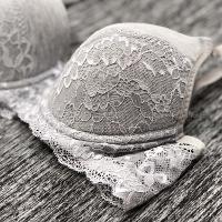 Lamelif Ebru Destekli Slikonlu Kulaklı Yarı Dantel Sütyen Gri Renk