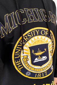 Lamelif Mıchıgan Yazı Baskılı Kapüşonlu Sweat Siyah