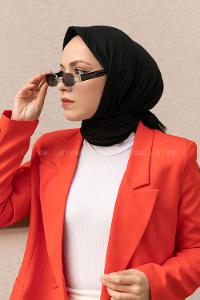Lamelif Ayrobin Pamuk Eşarp Siyah