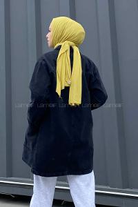 Lamelif Cepli Düğmeli Eskitme Kot Füme