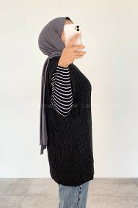 Modalamelif Ovarsize V Yaka Süveter Füme