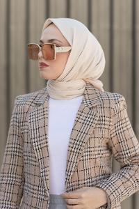 Lamelif Pamuk Craşh Eşarp Ekru