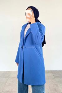 if Tek Düğmeli Kaşe Kumaş Kaban Mavi