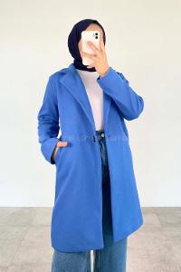 if Tek Düğmeli Kaşe Kumaş Kaban Mavi