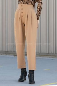 Modalamelif Pileli Pantolon Camel
