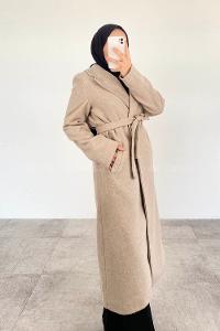 Mink Scoop Neck Long Arm Cotton Coat