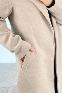 Mink Scoop Neck Long Arm Cotton Coat
