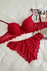 Lamelif Dantelli Destekli Sütyen Takım Kırmızı Renk