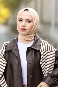 Lamelif Açık Bej Penye Şal