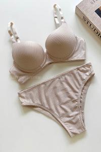 Beige Cotton Fabric Underwire Support Bralet