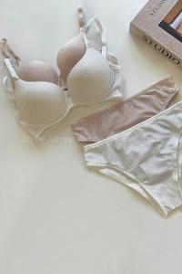 Beige Cotton Fabric Underwire Support Bralet