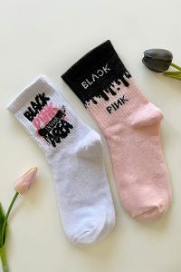 Lamelif Black Pink Kolej Spor Çorap