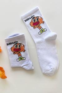 Lamelif Darwin Desenli Kolej Çorap