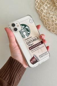 Lamelif ıPhone 11 Espresso Baskılı Şeffaf Telefon Kılıfı