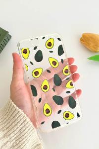 Lamelif ıPhone 7/8 Plus Avokado Baskılı Şeffaf Telefon Kılıfı