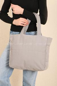 Lamelif 3 Bölmeli Fermuarlı Kol Ve Omuz Kadın Çanta Gri