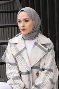 Gray Cotton Fabric Straight Shawl
