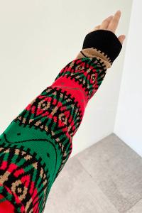Black-green Crew Neck Long Arm Jumper