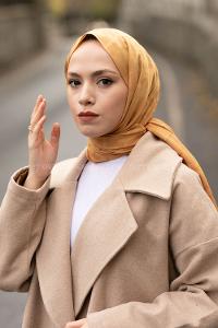 Lamelif H Desen Jakar Serisi Şal Hardal Sarısı