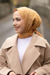 Lamelif H Desen Jakar Serisi Şal Hardal Sarısı