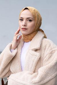 Lamelif B Desen Jakar Serisi Şal Hardal Sarısı